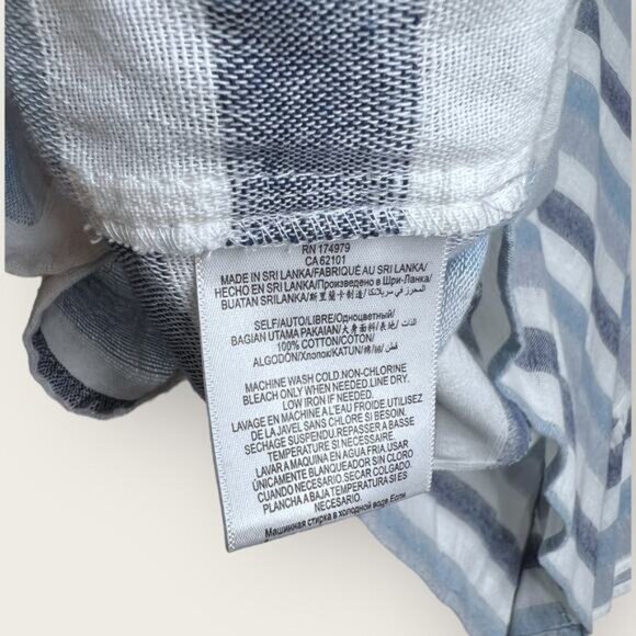 BCBGeneration Striped Crop Top | XXS | Blue White Flutter Sleeve Cotton Gauze - Picture 5 of 8